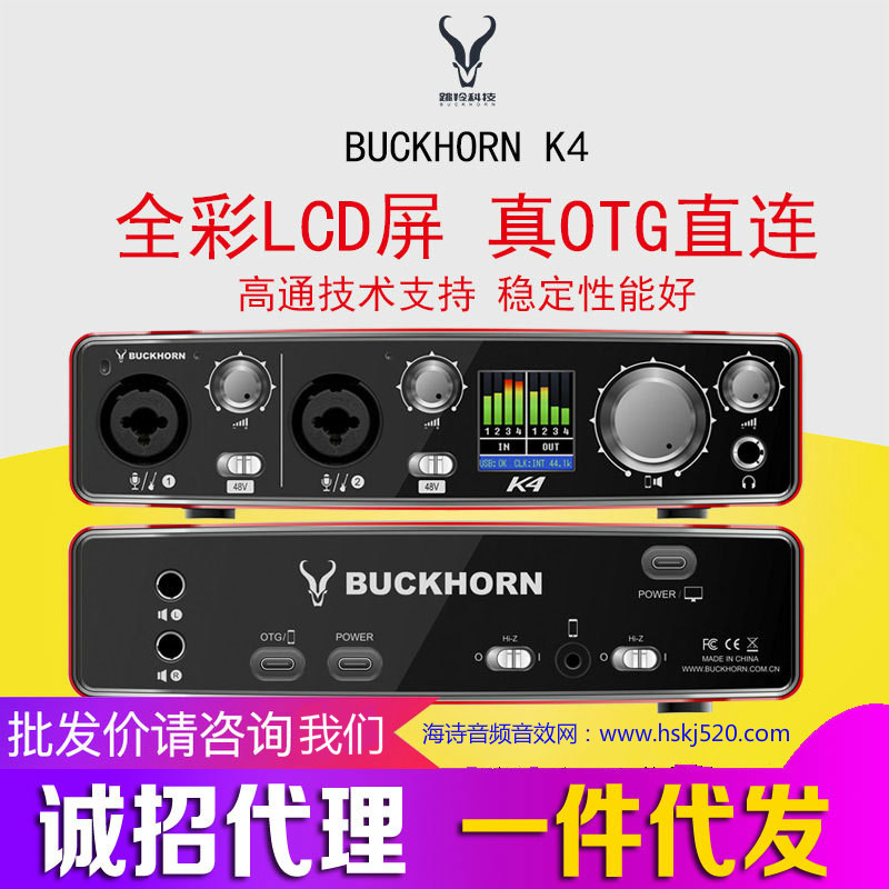Buckhorn/跳羚K4声卡USB录音声卡电脑手机直播网络K歌专业声卡
